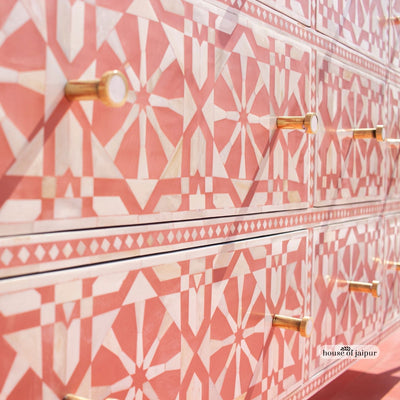 Moroccan Inlay Mint Green Nine Drawer Dresser