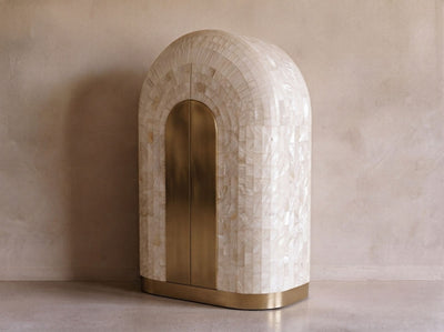 Arcana Mother of Pearl & Brass Bar Cabinet | House of Jaipur