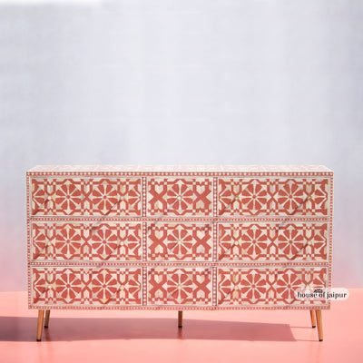 Moroccan Inlay Mint Green Nine Drawer Dresser