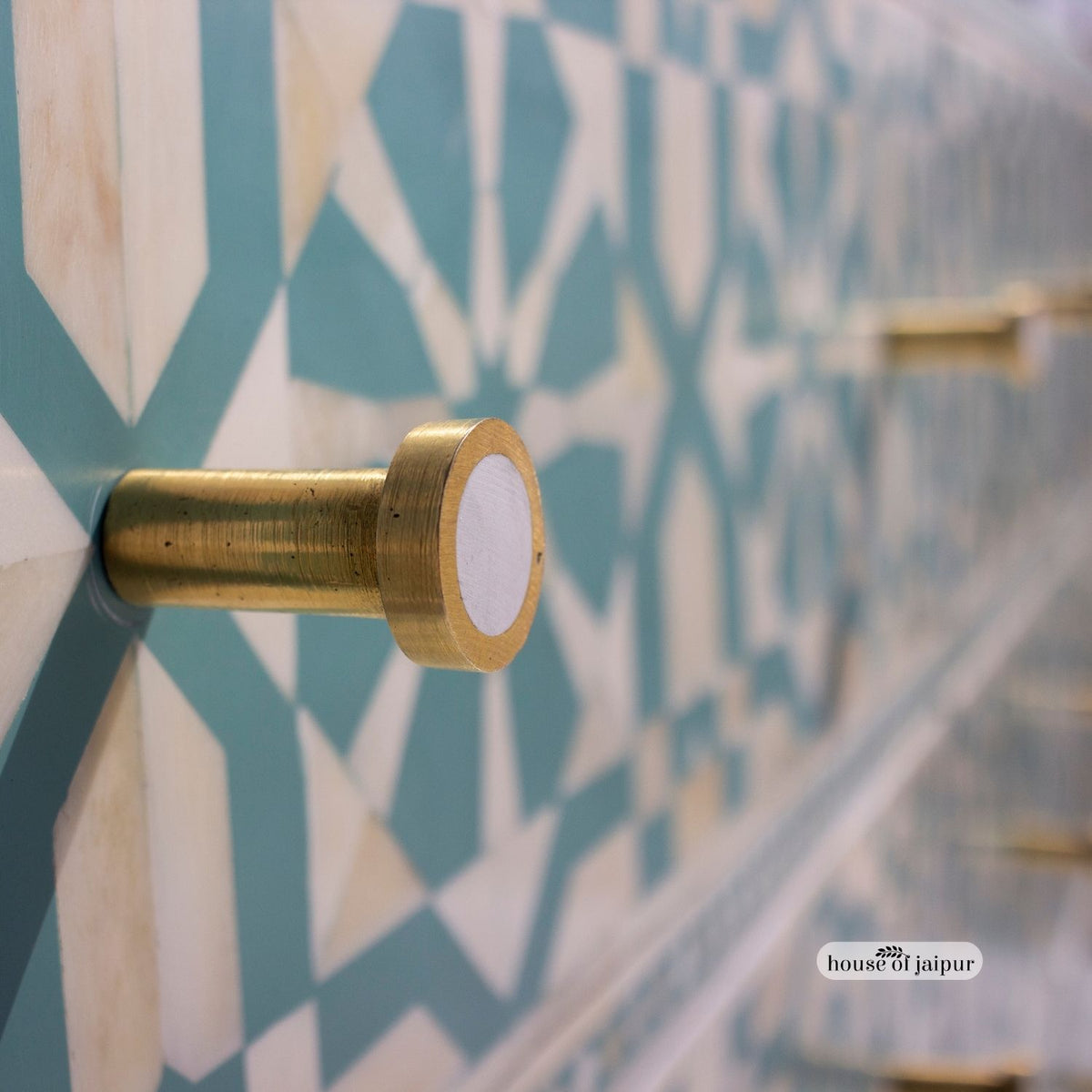Moroccan Inlay Mint Green Nine Drawer Dresser