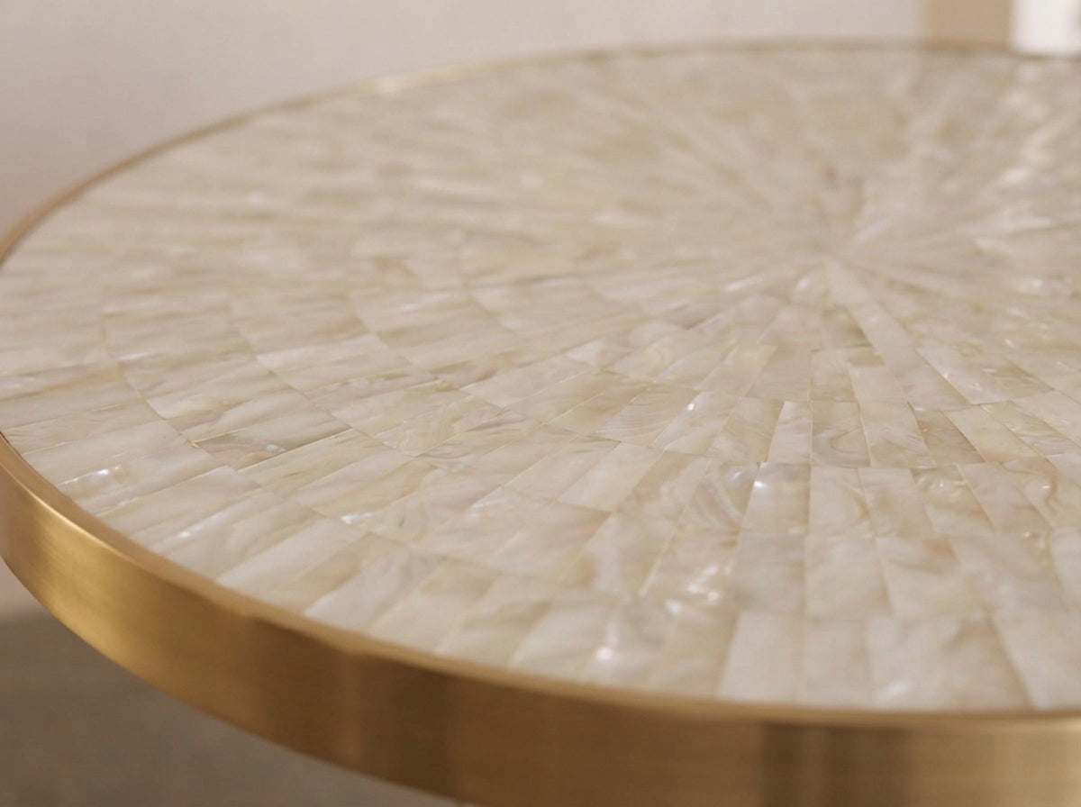 Arcana Mother of Pearl & Brushed Brass Round Dining Table