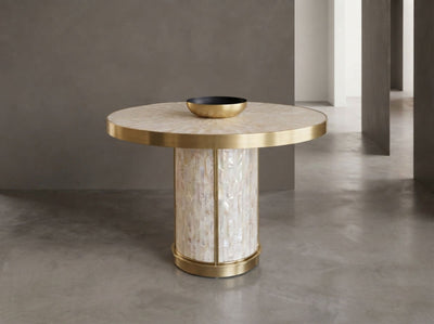 Arcana Mother of Pearl & Brushed Brass Round Dining Table