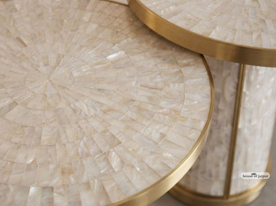Arcana Mother of Pearl & Brushed Brass Round Dining Table