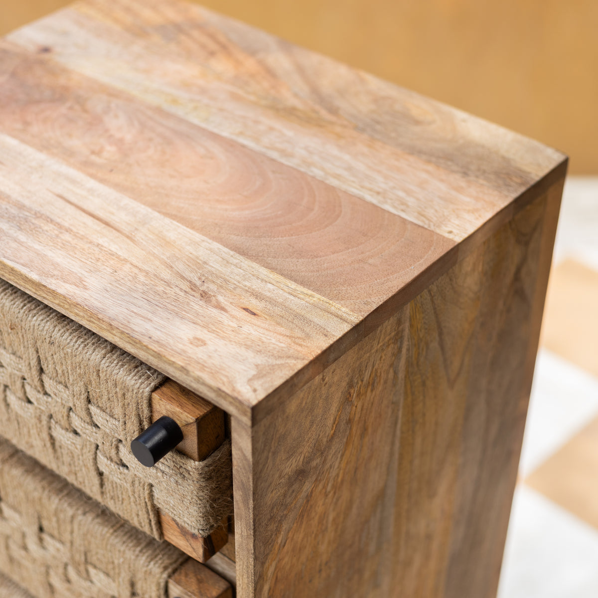 Tantu Jute Weave Five Drawer Tallboy Dresser