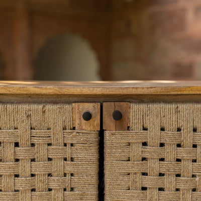 Tantu Jute Weave Two Door Tall Storage Cabinet