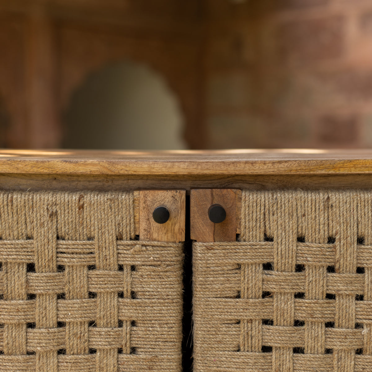 Tantu Jute Weave Two Door Tall Storage Cabinet