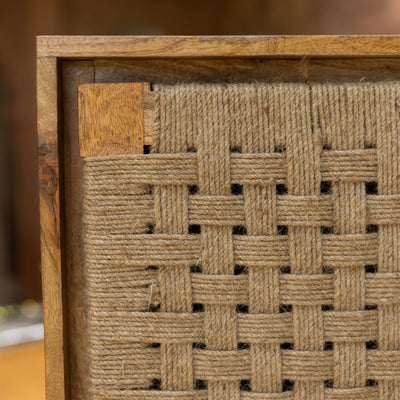 Tantu Jute Weave Two Door Tall Storage Cabinet