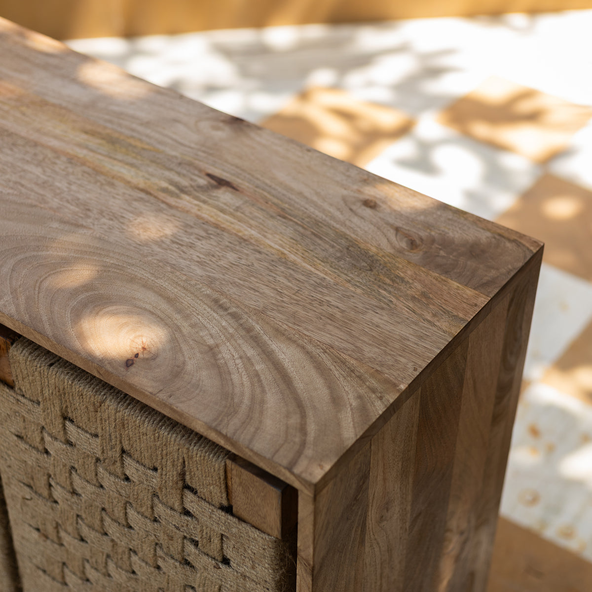 Tantu Jute Weave Two Door Tall Storage Cabinet