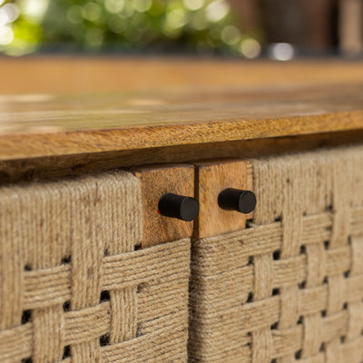 Tantu Handwoven Jute & Solid Wood Two Door Cabinet