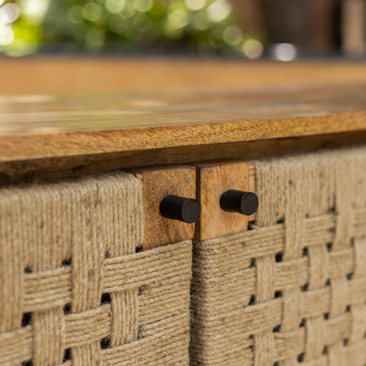 Tantu Handwoven Jute & Solid Wood Two Door Cabinet