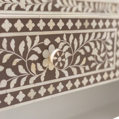 Arabesque Bone Inlay Four-Drawer Chest – Brown