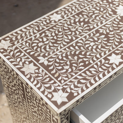 Arabesque Bone Inlay Four-Drawer Chest – Brown