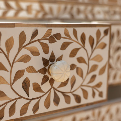 Arabesque Teak Wood Inlay Four-Drawer Chest