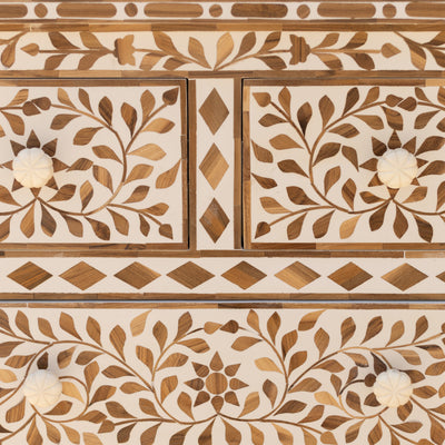 Arabesque Teak Wood Inlay Four-Drawer Chest