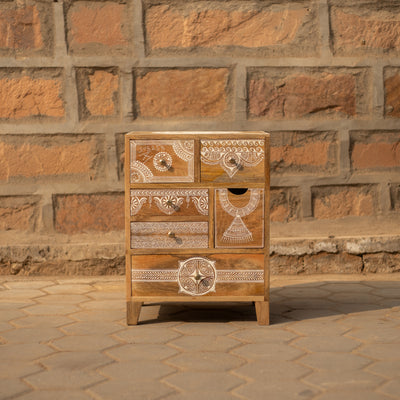 Hina Hand Painted Wooden Six Drawer Chest