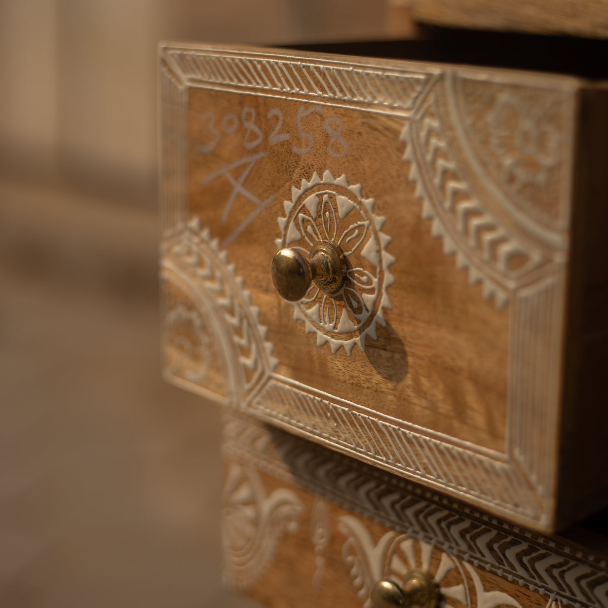 Hina Hand Painted Wooden Six Drawer Chest