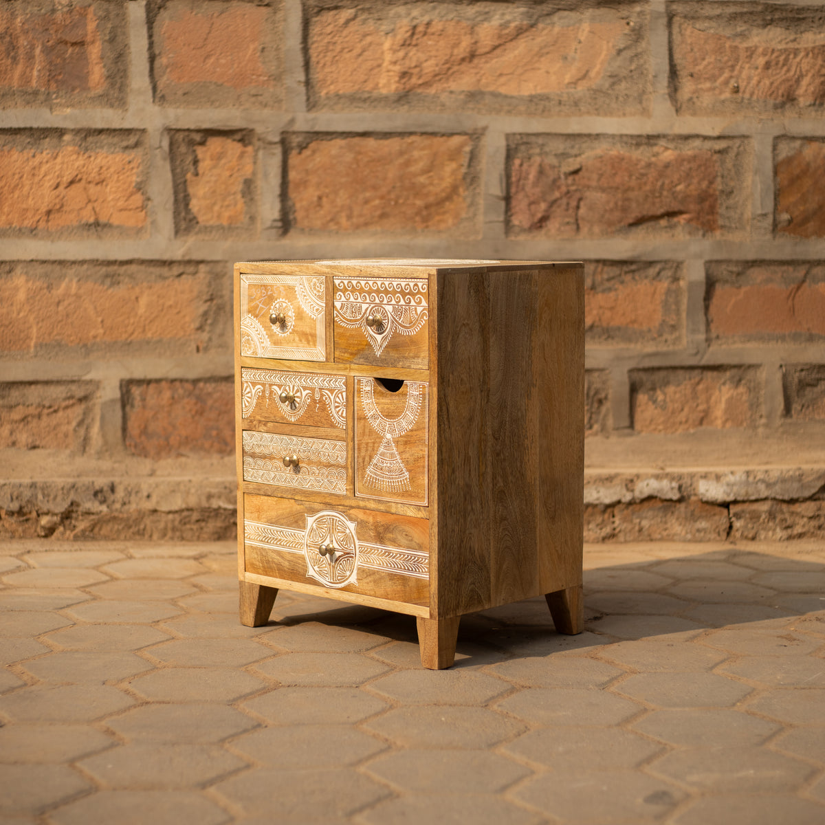 Hina Hand Painted Wooden Six Drawer Chest