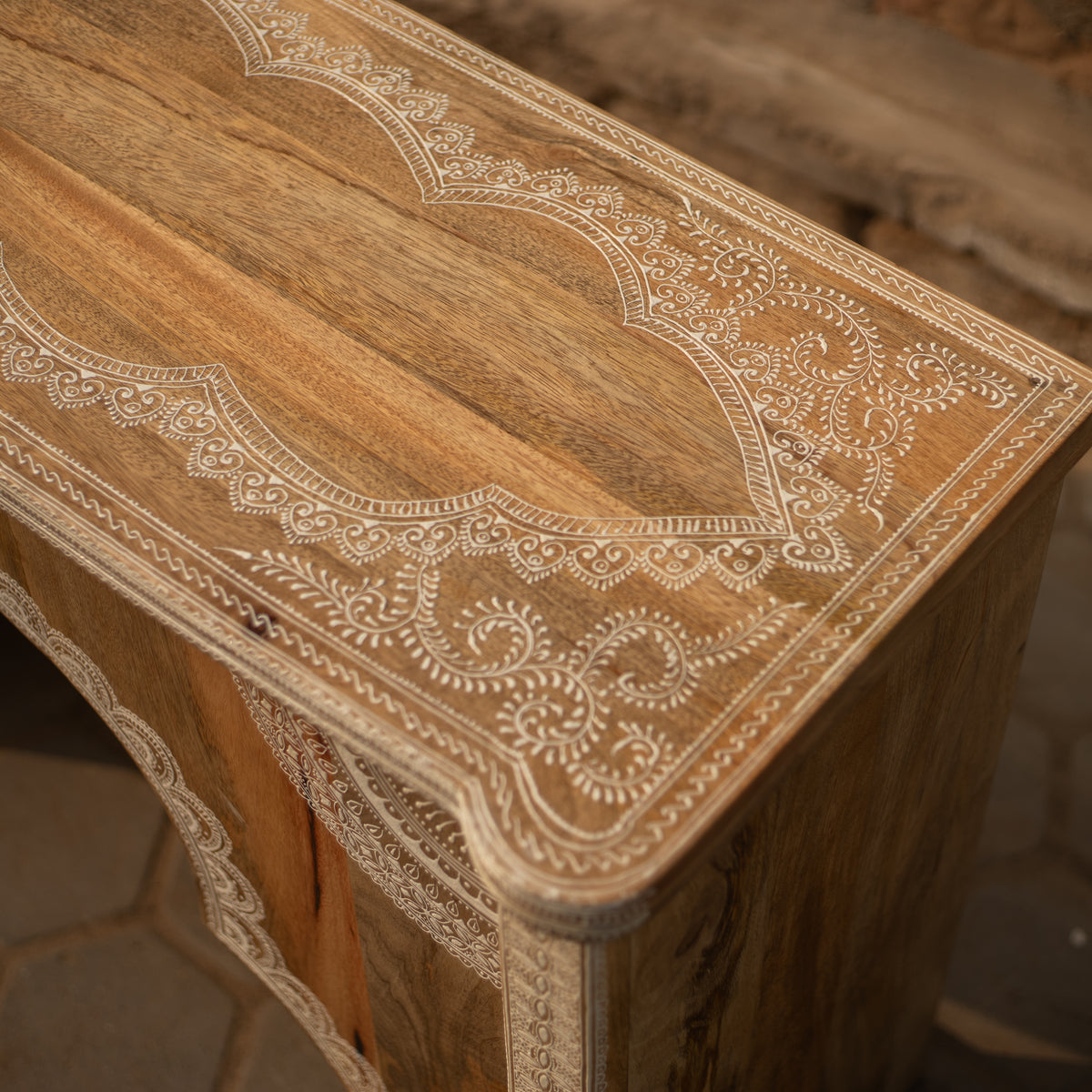 Hina Hand Painted Wooden Arch Console Table