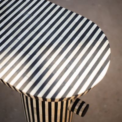 Riga Striped Bone Inlay Console Table - Black & White