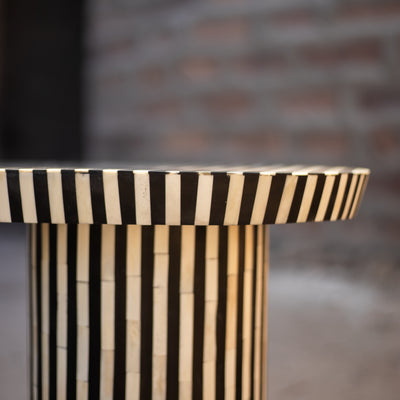 Riga Striped Bone Inlay Console Table - Black & White
