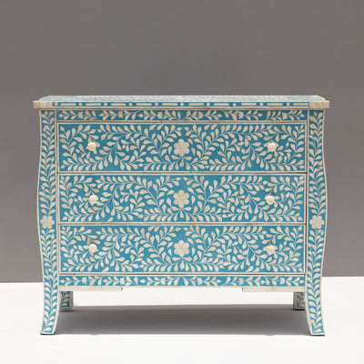 French-Inspired Arabesque Bone Inlay Three-Drawer Chest