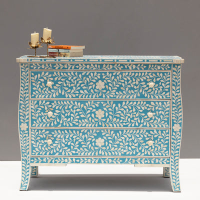 French-Inspired Arabesque Bone Inlay Three-Drawer Chest