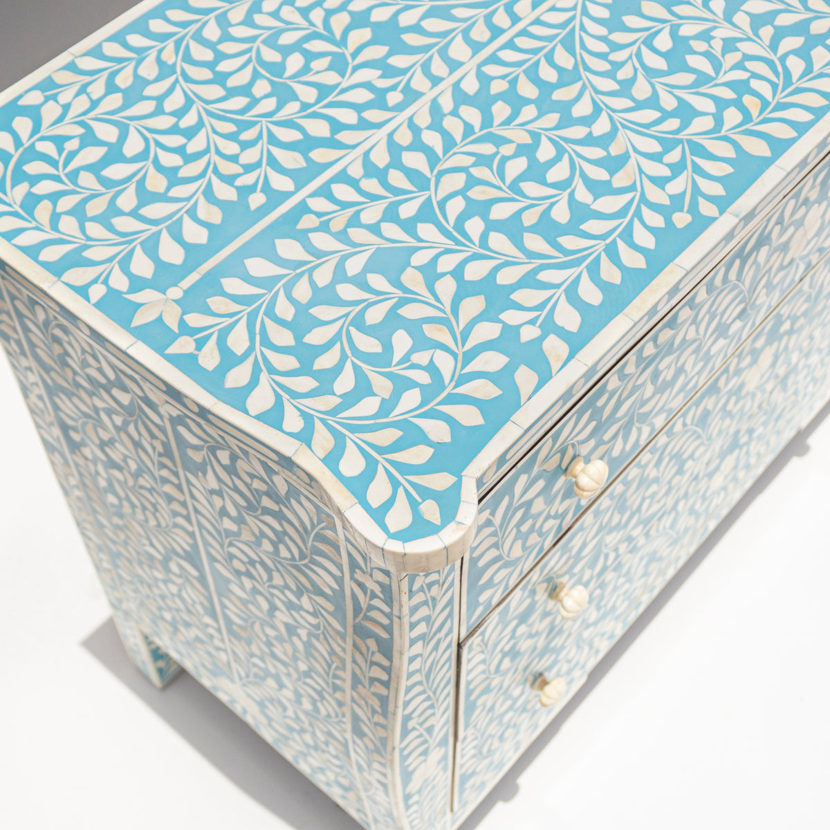French-Inspired Arabesque Bone Inlay Three-Drawer Chest
