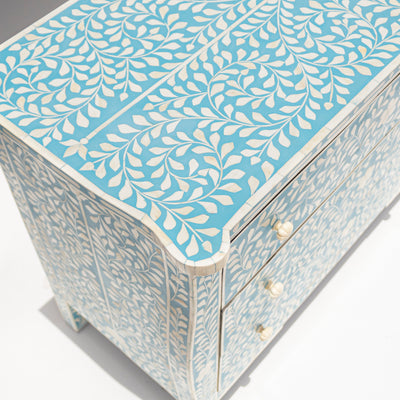 French-Inspired Arabesque Bone Inlay Three-Drawer Chest