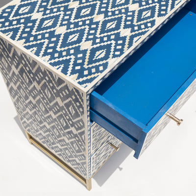 Ikara Ikat Inlay Six-Drawer Dresser - Midnight Blue