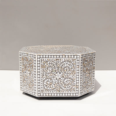 Arabesque Octagonal Mother of Pearl Inlay Coffee Table – Grey