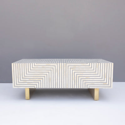 Riga Geometric Inlay Coffee Table – Grey & White