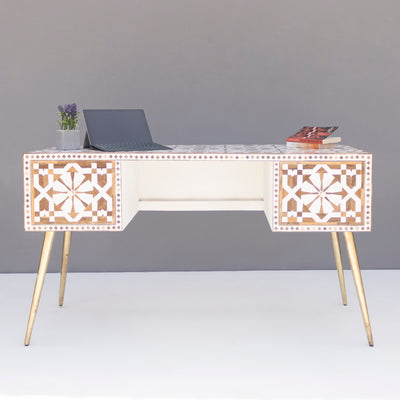 Moroccan Teak Wood Inlay Writing Desk