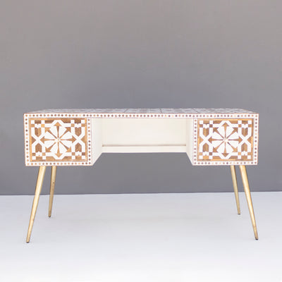 Moroccan Teak Wood Inlay Writing Desk
