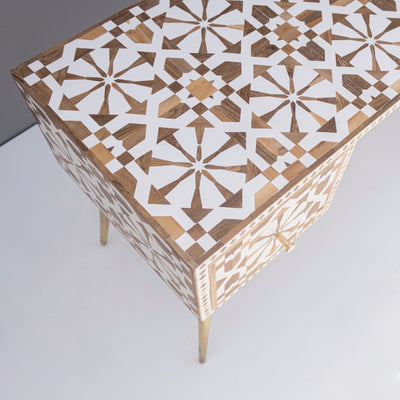 Moroccan Teak Wood Inlay Writing Desk