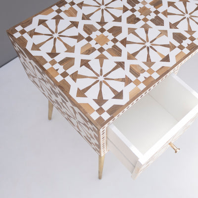 Moroccan Teak Wood Inlay Writing Desk