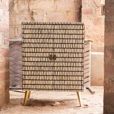 Riga Abstract Stripe Inlay Bar Cabinet