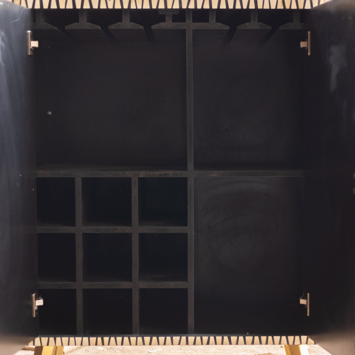 Riga Abstract Stripe Inlay Bar Cabinet