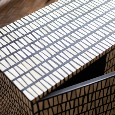 Riga Abstract Stripe Inlay Bar Cabinet