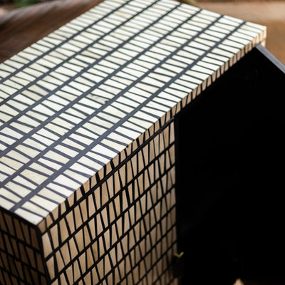 Riga Abstract Stripe Inlay Bar Cabinet