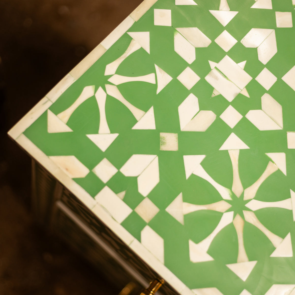 Moroccan Inlay Mint Green Four Drawer Dresser