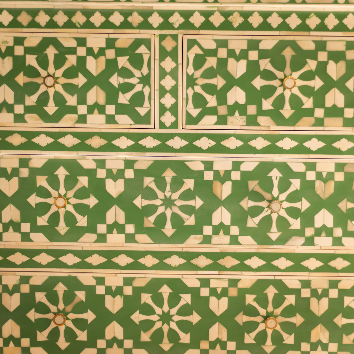 Moroccan Inlay Mint Green Four Drawer Dresser
