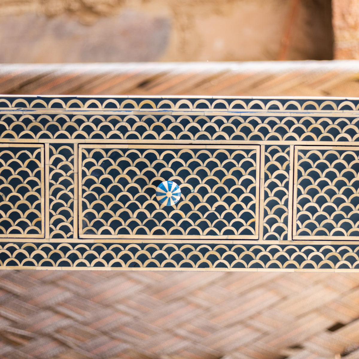 Tessera Fish Scale Inlay Console Table