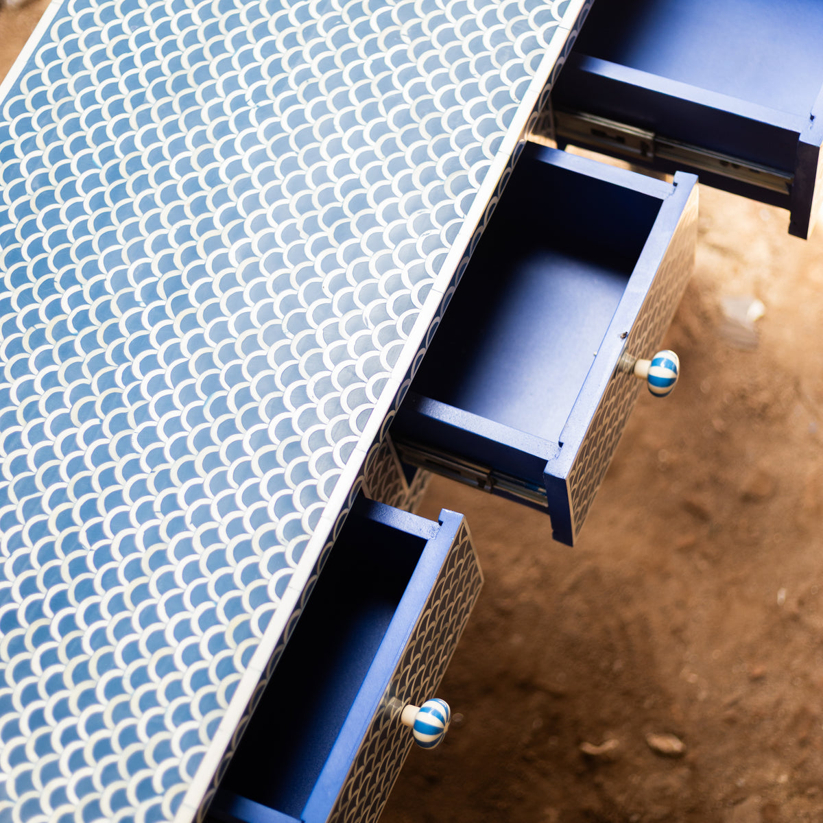 Tessera Fish Scale Inlay Console Table