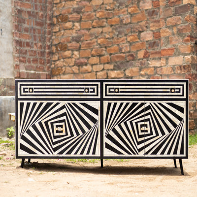 Eli Art Deco Optical Bone Inlay Buffet