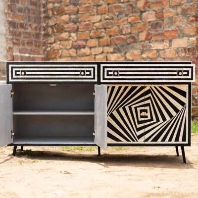 Eli Art Deco Optical Bone Inlay Buffet