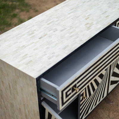 Eli Art Deco Optical Bone Inlay Buffet