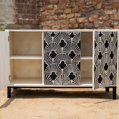 Art Deco Fan Pattern Inlay Sideboard