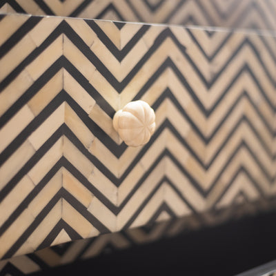 Veyra Chevron Inlay Three-Drawer Chest