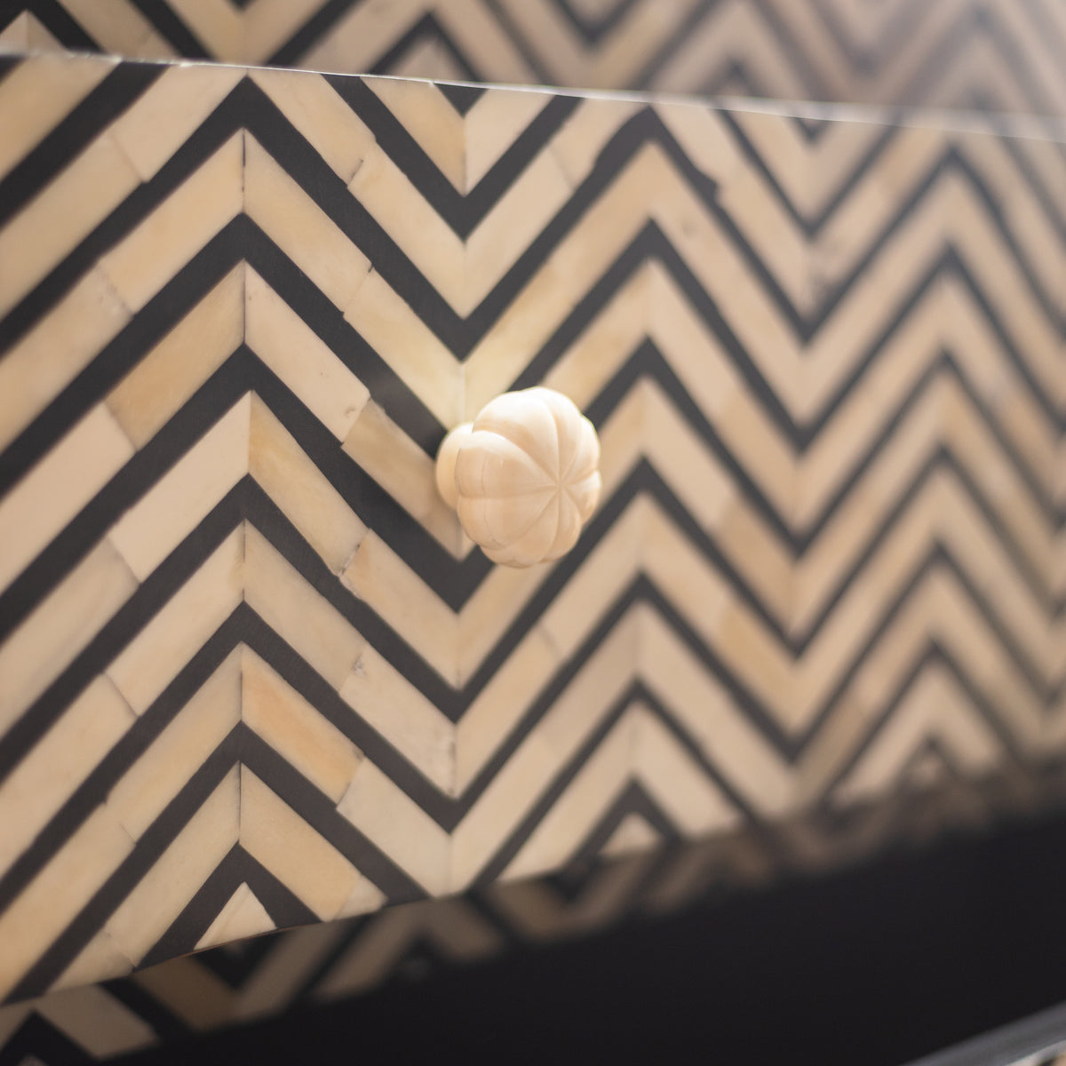 Veyra Chevron Inlay Three-Drawer Chest