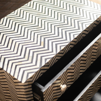 Veyra Chevron Inlay Three-Drawer Chest